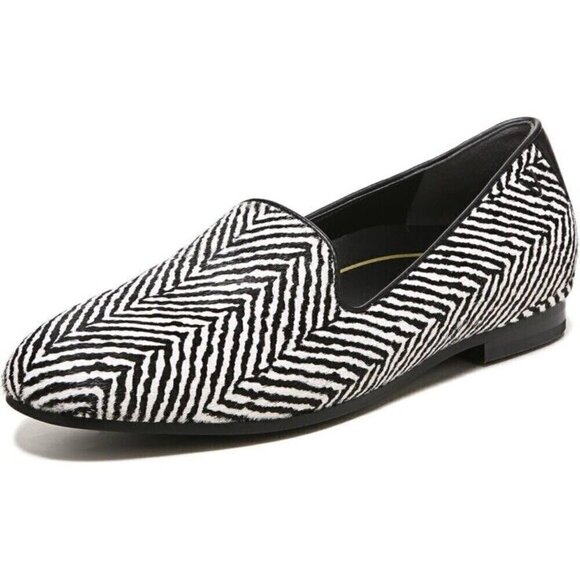 Vionic Loafer Womens 6 Willa Black White Calf‎ Hair Arch Support New - Picture 1 of 6